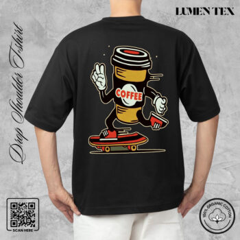 Skateboard Coffee - Drop Shoulder Cotton T-shirt